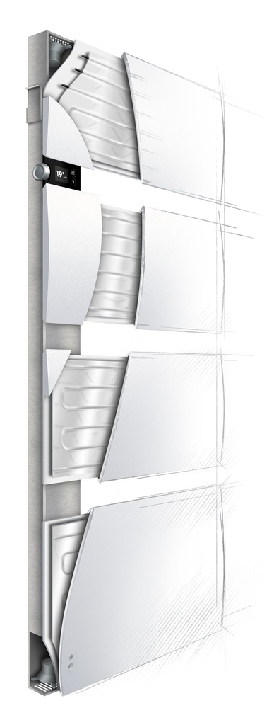 Sèche-serviettes Symphonik mât à droite 1750W blanc mat  / chêne massif