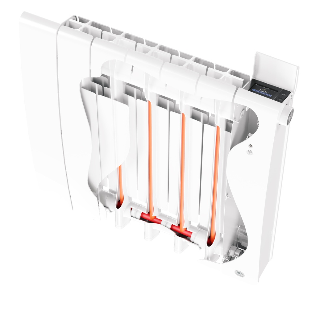 Radiateur chaleur douce connecté Bilbao 4 horizontal 1000W Blanc brillant