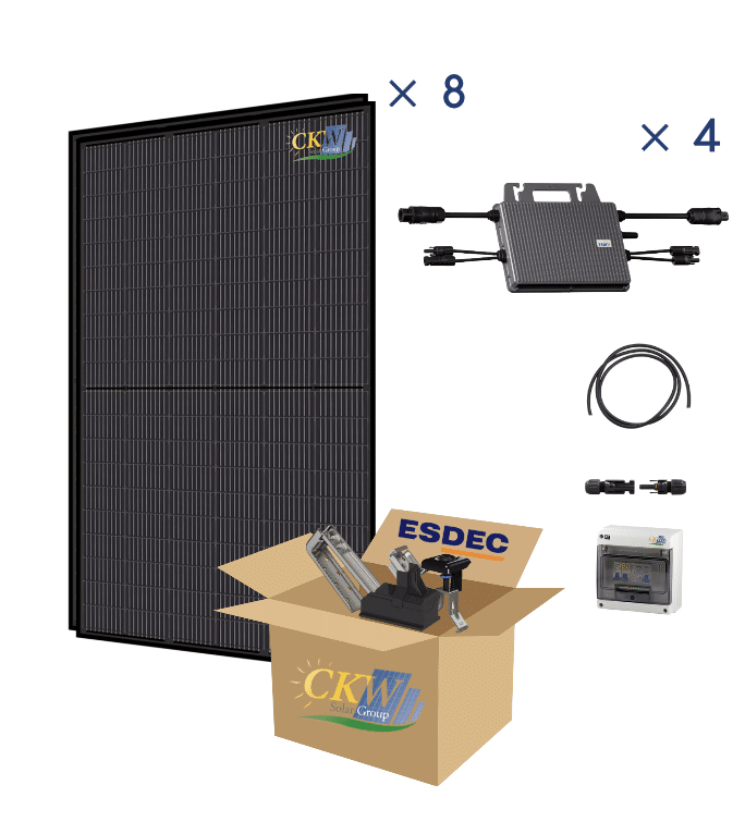 Kit Solaire Full Black 3KW-4 mic-onduleur double MPTT-8PV de 375W-toit tuile ETN