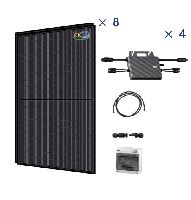 Kit Solaire Full Black 3KW--4 micro-onduleur 800W-8PV mono 375W-sans fixation-