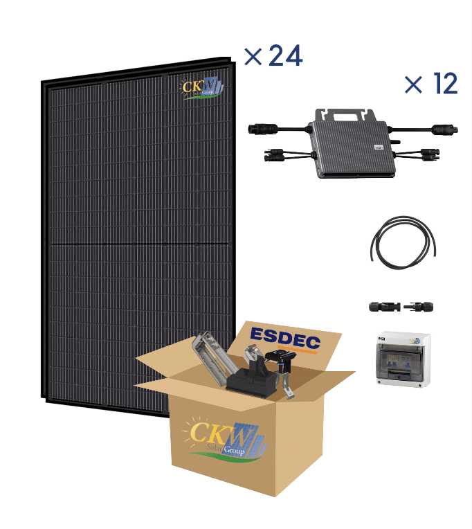 Kit Solaire Full Black 9kW--12 micro-onduleur-24 panneaux 375W-toit tuile ETN
