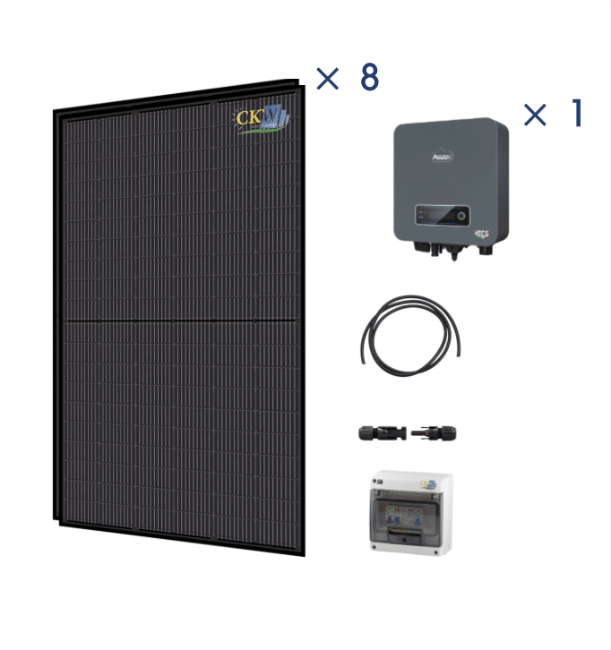 Kit Solaire Full Black onduleur 3KW-8 panneaux 375W-sans fixation