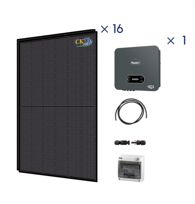 Kit Solaire Full Black cle en main onduleur 6kW-16 panneaux 375W-sans fixation