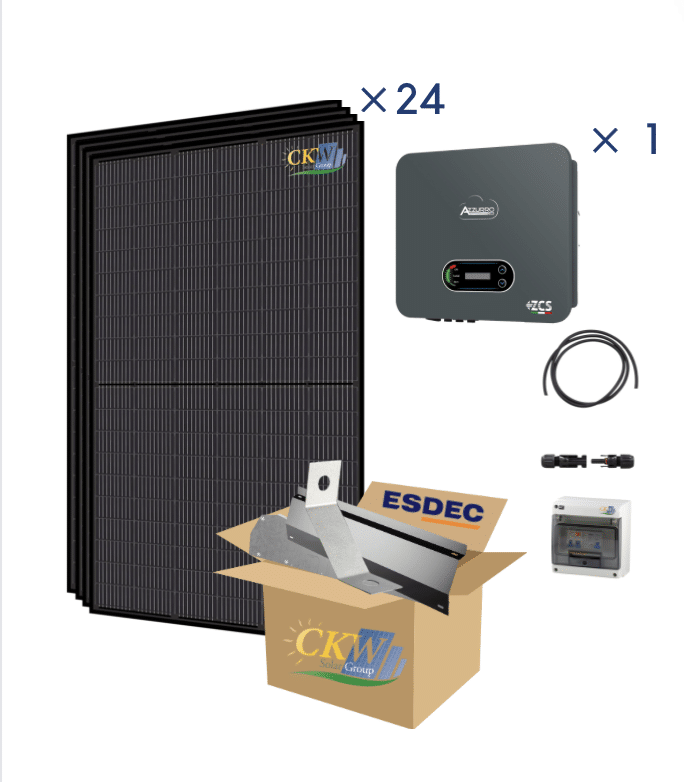 Kit Sol. string 9kW-triphase-24 panneaux 375W--toit plat ETN-Coffret AC/DC