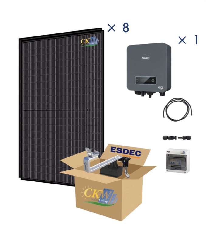 Kit Solaire Full Black  3Kw-cle en main-ond.string,8 panneaux 375W-ETN ardoise