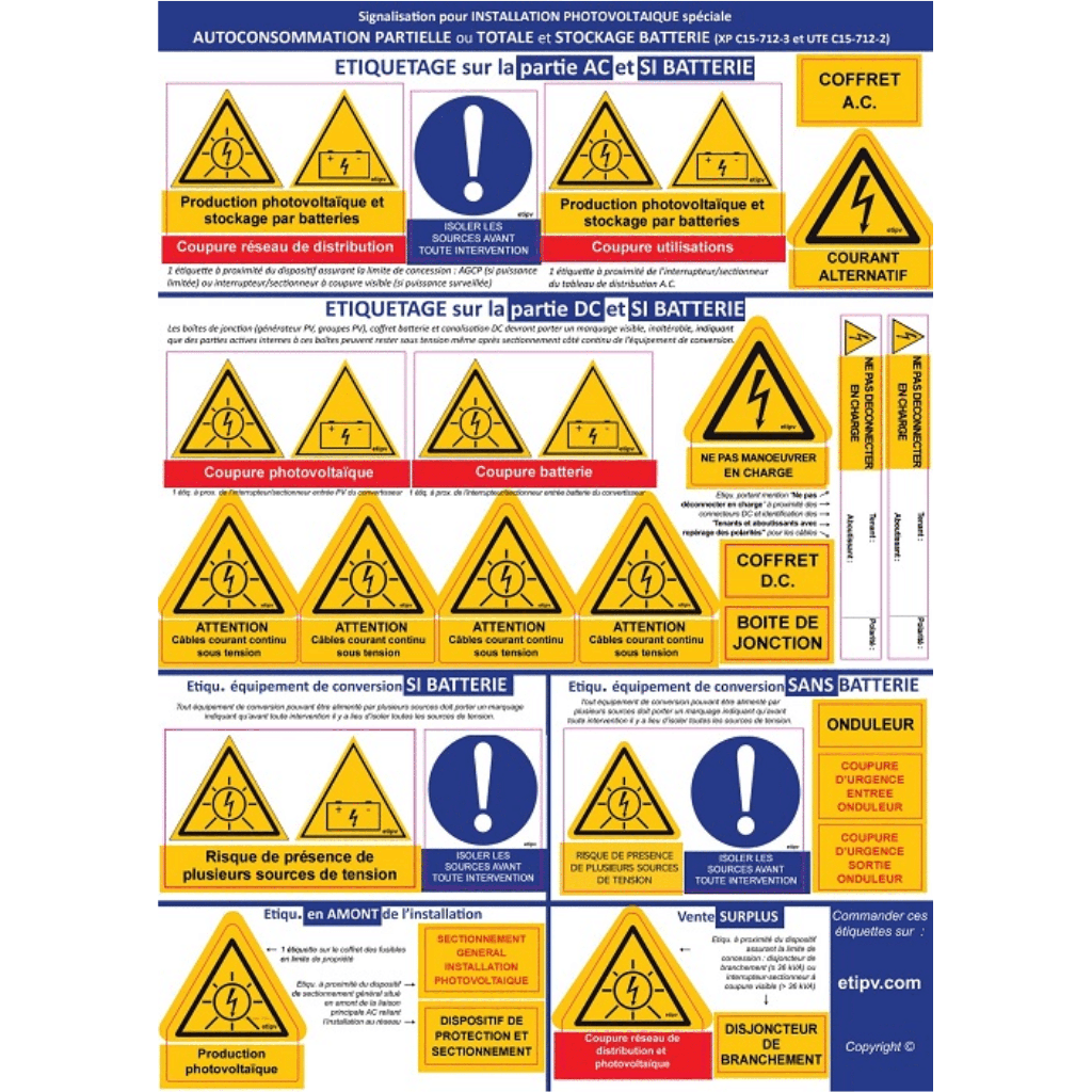 Etiquettes signalisation photovoltaique ond.