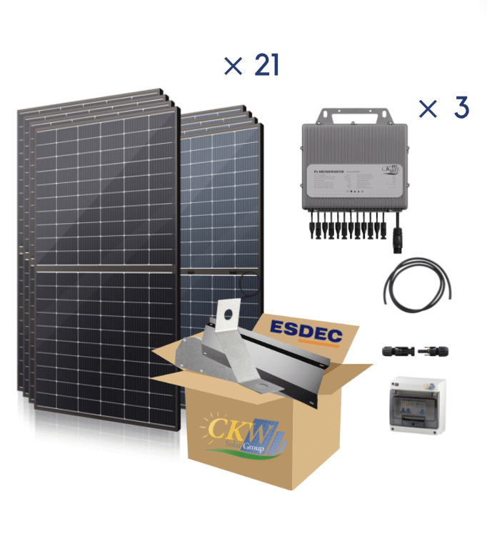 Kit Solaire 9KW-3 mic-onduleurs TITAN 4 MPTT-21PV de 425W-toit plat ETN