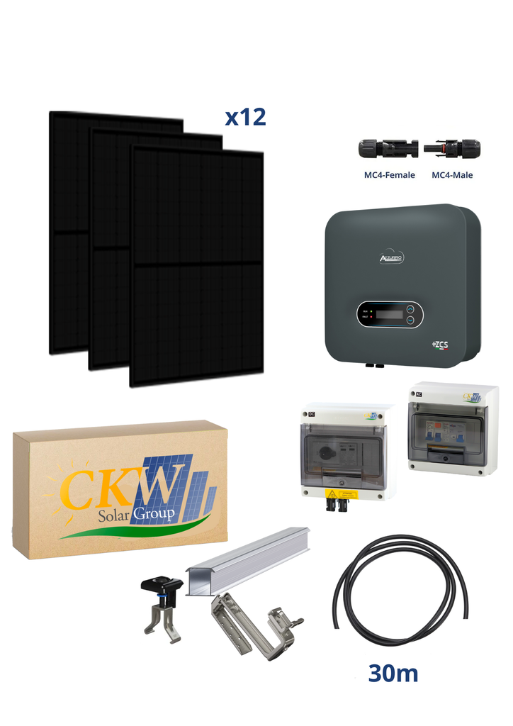 Kit CKW 6kW Goliath - AZZURRO 6kW -  12 modules Goliath 500W FB- toit tuiles ETN