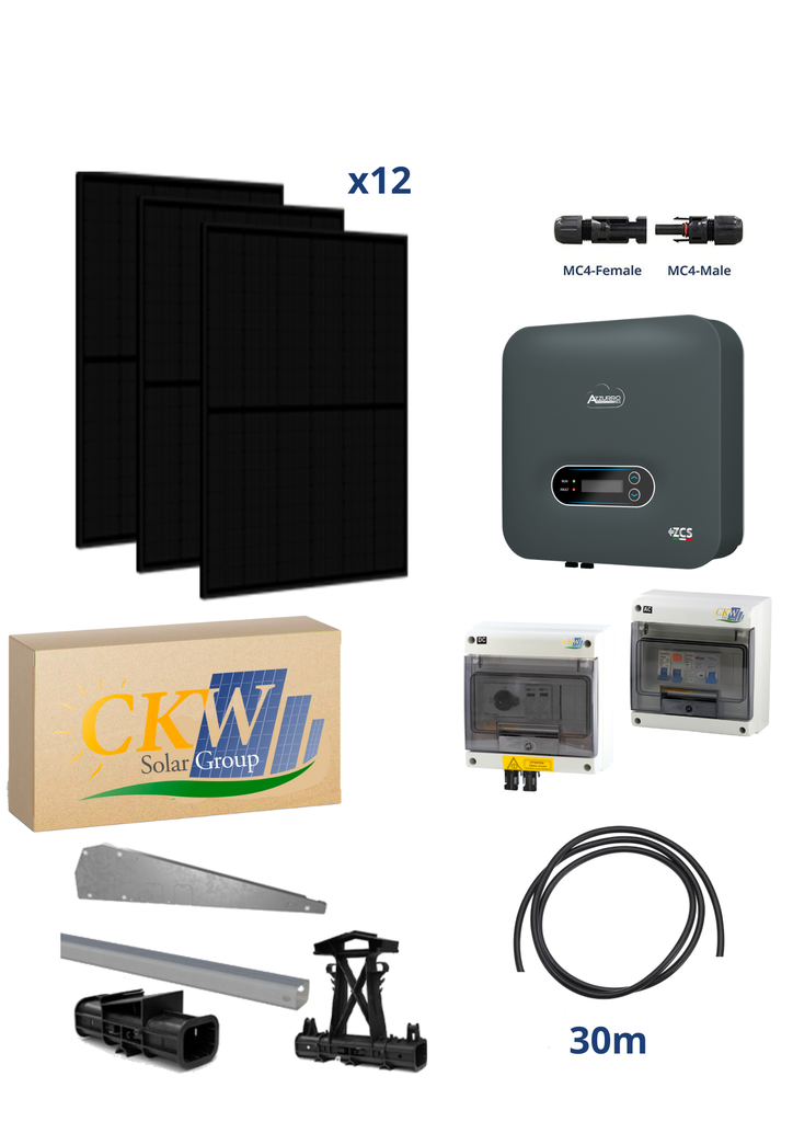 Kit CKW 6kW Goliath - AZZURRO 6kW -  12 modules Goliath 500W FB - toit plat ETN