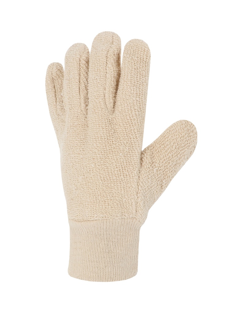 Gant coton bouclette moyenne. Poignet tricot.