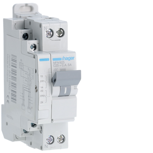 [HAGMFN925] Disjoncteur fil pilote 25A 1P+N 3kA courbe C connexion à vis 1,5 Module