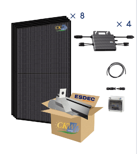 [CKW89112] Kit Solaire F. Black 3KW-4 mic-onduleur double MPTT-8 modules 375W-toit plat ETN