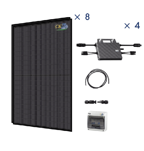[CKW89114] Kit Solaire Full Black 3KW--4 micro-onduleur 800W-8PV mono 375W-sans fixation-
