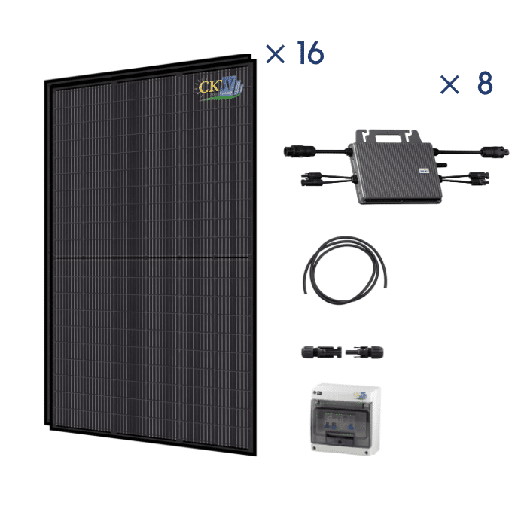 [CKW89120] Kit Solaire Full Black 6KW-8 micro-onduleur 800W-16 panneaux 375W-no fixation