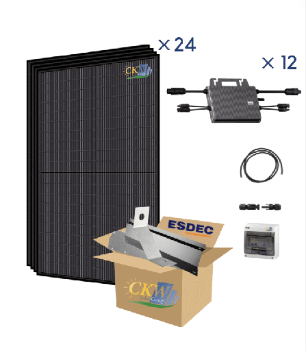[CKW89130] Kit Solaire Full Black 9kW--12 micro-onduleurs-24 panneaux 375W-toit plat ETN
