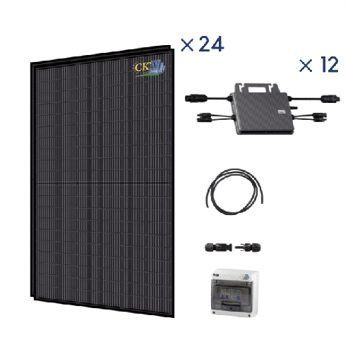 [CKW89132] Kit Solaire Full Black 9kW-12 micro-onduleur-24 panneaux 375W-sans fixation