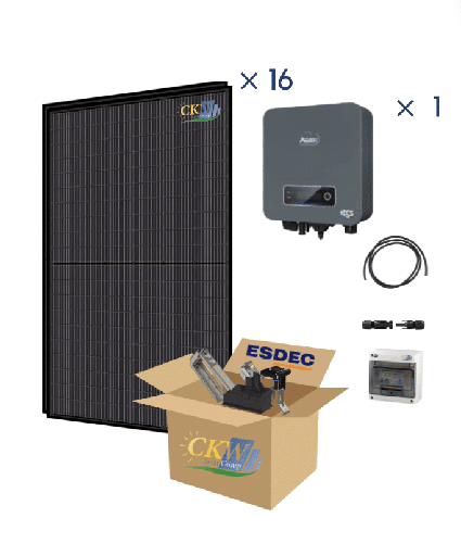 [CKW89140] Kit Solaire Full Black cle en main onduleur 6kW-16 panneaux 375W-toit tuile ETN
