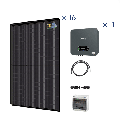 [CKW89150] Kit Solaire Full Black onduleur 6kW-triphase-16 panneaux 375W-sans fixation