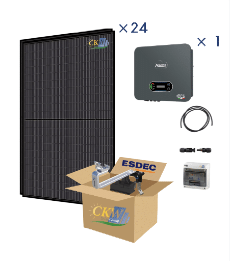 [CKW89183] Kit Solaire Full Black  9Kw -cle en main-ond.string,24 panneaux 375W-ETN ardoise