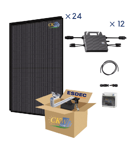 [CKW89189] Kit Solaire Full Black 9KW -12 mic-onduleurs x2MPTT-24 panneaux 375W-ardoises