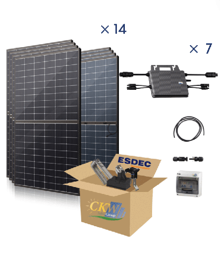 [CKW89463] Kit Solaire  6KW Triphase -7 mic-onduleurs  2 MPTT-14PV de 425W-toit tuile ETN