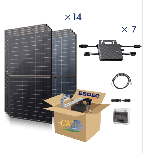 [CKW89464] Kit Solaire  6KW Triphase -7 mic-onduleurs  2 MPTT-14PV de 425W-toit ardoise ETN