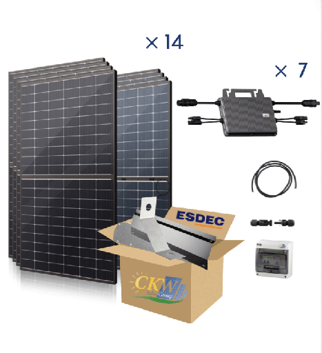 [CKW89465] Kit Solaire  6KW Triphase -7 mic-onduleurs  2 MPTT-14PV de 425W-toit plat ETN