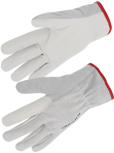 [SIN56GSN09] Gant paume fleur bovin. Dos croûte.  Serrage élastique. 9